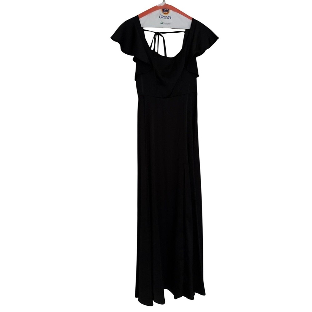 Azazie Black Bridesmaid Dress A2 XS Floor Length Formal Gown Wedding - Picture 3 of 5